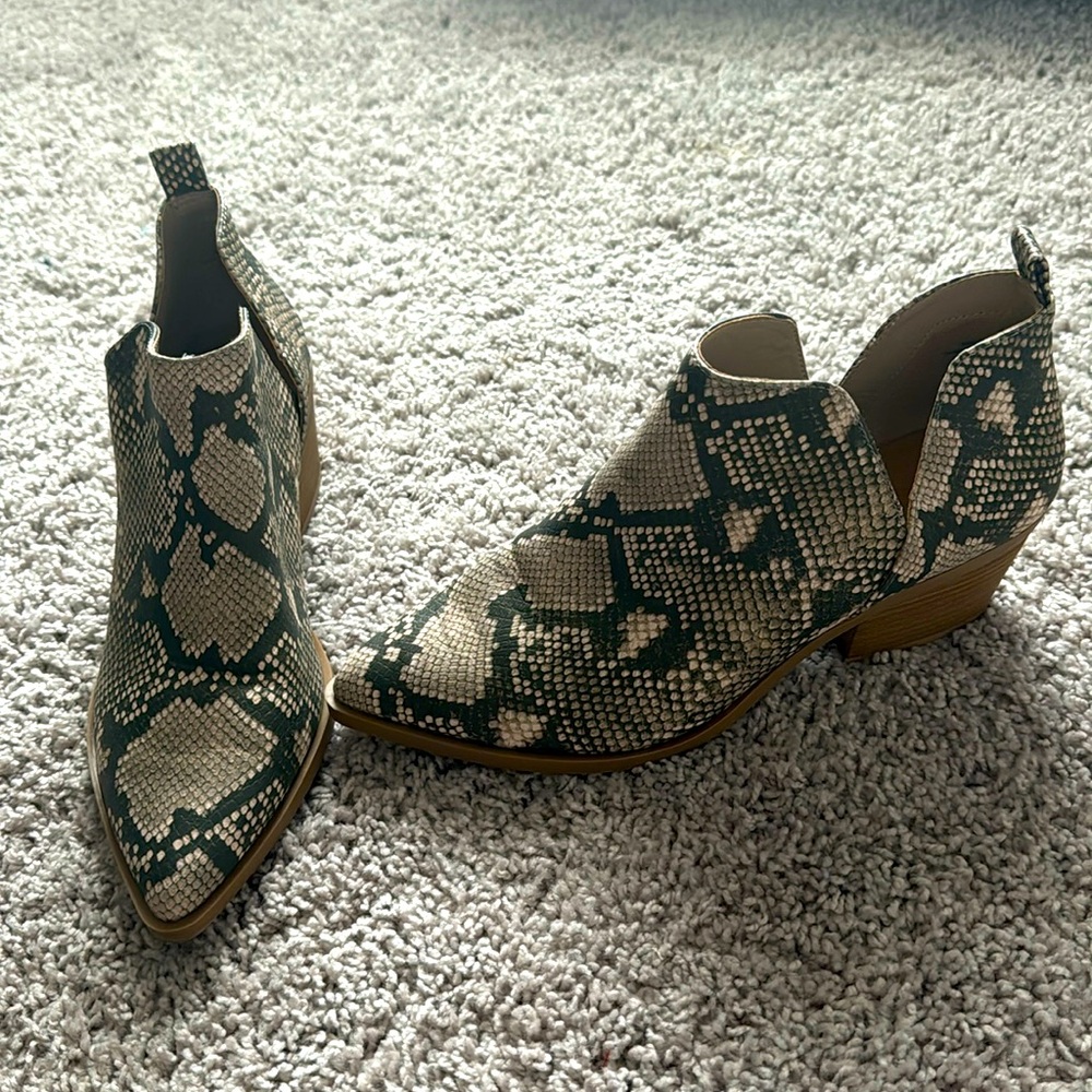 Snakeskin Print Ankle Booties